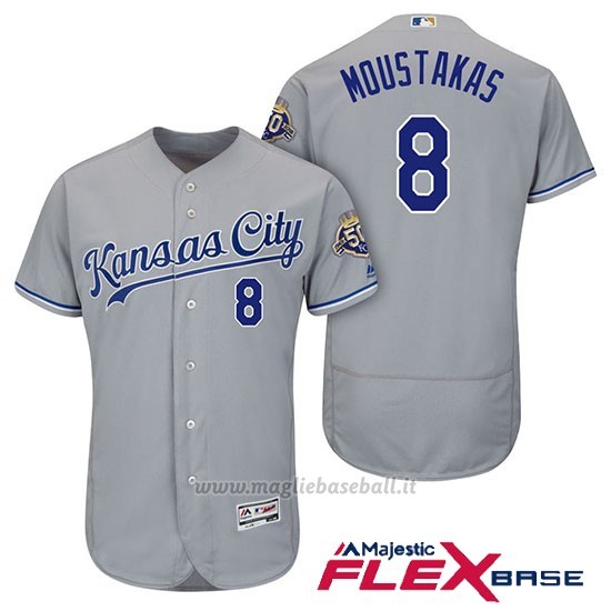 Maglia Baseball Uomo Kansas City Royals Mike Moustakas Grigio 50th Season Flex Base